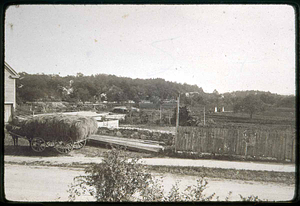 This view shows Lincoln Ave & ? Almost to the ? Line, Looking across the ? & the Hotel's Farm, Cliftondale Square right side showing the gardens & Anthony Hotel Home went as far as Franklin Park