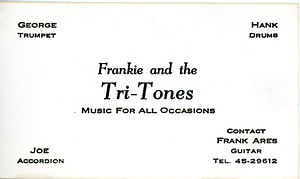 Frankie and the Tri-Tones business card