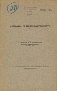 Segregation of the mentally defective