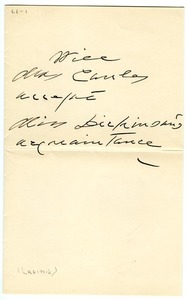 Lavinia Dickinson letters to Mrs. Herbert (Sara) Cowles and Katharine Cowles