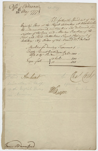 Supply order issued from the Office of Ordnance, countersigned by Jeffery Amherst, 1777 May 22