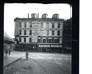 Buildings on east side of Washington Street corner of Essex Street south side