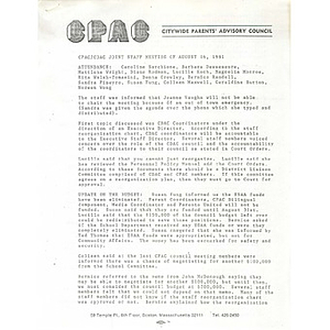 CPAC/CDAC joint staff meeting of August 16, 1981.