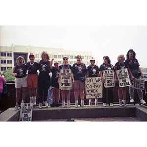 Striking NYNEX workers from the International Brotherhood of Electrical Workers [IBEW], Local Union 2321, outside Boston City Hall