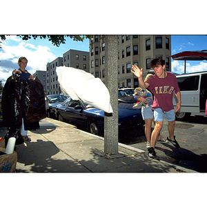 Freshman Joe Jandreau, right, moves into Stetson West