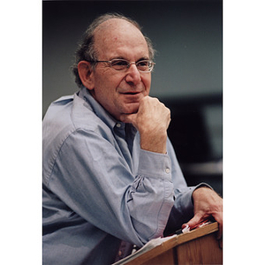 School of Law Professor Stephen Subrin lecturing from the podium