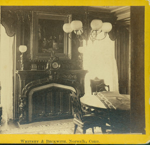 Stereograph of the Gate Lodge, LeGrand Lockwood House, dining room, Norwalk, Conn., 1868-1870