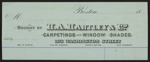 Billhead for H.A. Hartley & Co., carpetings and window shades, 103 Washington Street, Boston, Mass., 1800s