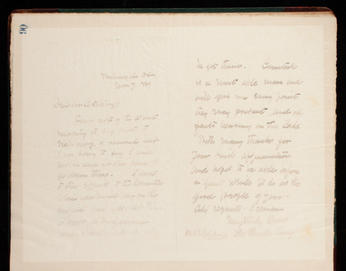 Thomas Lincoln Casey Letterbook (1888-1895), Thomas Lincoln Casey to Hon. T. C. [illegible], November 7, 1889