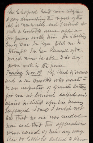 Thomas Lincoln Casey Notebook, November 1889-January 1890, 03, Gen Schofield sent me a telegram