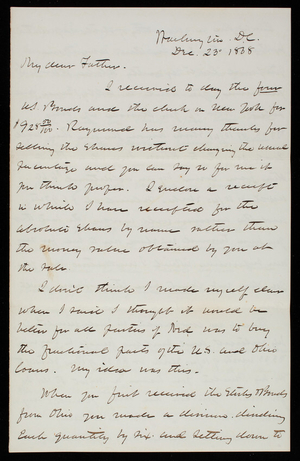 Thomas Lincoln Casey to General Silas Casey, December 23, 1868