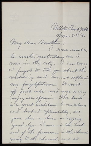 Thomas Lincoln Casey, Jr. to Emma Weir Casey, January 31, 1881