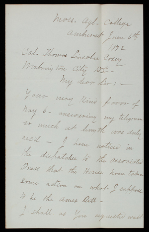 [Abner] H. Merrill to Thomas Lincoln Casey, June 6, 1872