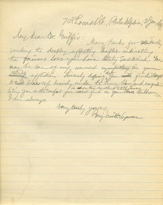 Letter from Benjamin Smith Lyman to Dr. Griffis