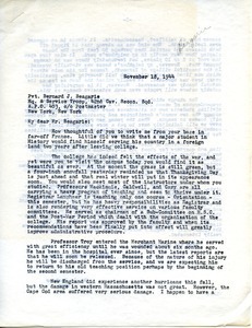 Letter from William L. Machmer to Bernard J. Beagarie