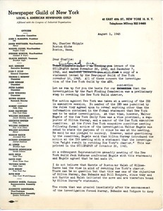 Letter from John F. Ryan to Charles L. Whipple