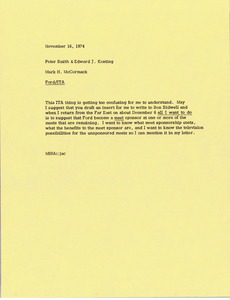 Memorandum from Mark H. McCormack to Peter Smith and Edward J. Keating