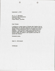 Letter from Mark H. McCormack to T. S. Thompson