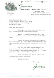 Letter from E. Truman Wright to Mark H. McCormack