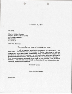 Letter from Mark H. McCormack to B. Miller-Thomas