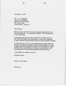 Letter from Mark H. McCormack to General Foods Corporation