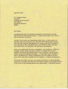 Letter from Mark H. McCormack to Gregory B. Peters