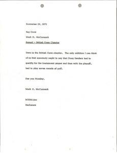 Memorandum from Mark H. McCormack to Ray Cave