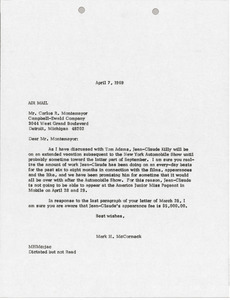 Letter from Mark H. McCormack to Carlos R. Montemayor