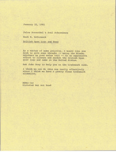 Memorandum from Mark H. McCormack to Jules Rosenthal and Saul Schoenberg