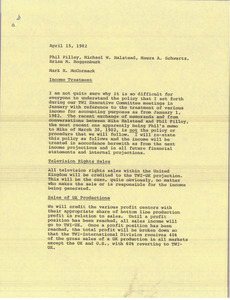 Memorandum from Mark H. McCormack to Phil Pilley, Michael W. Halstead, Maura A. Schwartz, Brian M. Roggenburk