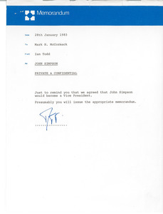 Memorandum from Ian Todd to Mark H. McCormack