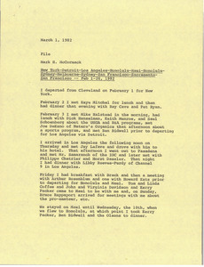 Memorandum from Mark H. McCormack to travel file