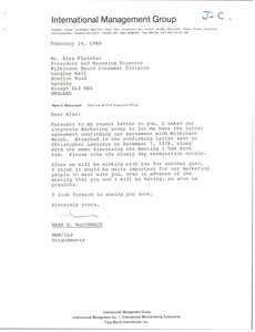 Letter from Mark H. McCormack to Alan Fletcher