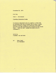 Memorandum from Mark H. McCormack to Royal and Ancient file