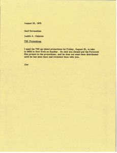 Memorandum from Judy A. Chilcote to Geof Ravenstine