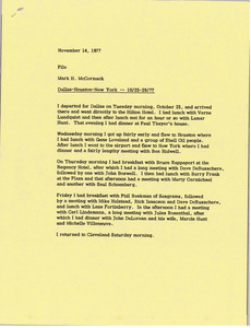 Memorandum from Mark H. McCormack to travel file