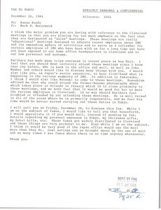 Fax from Mark H. McCormack to Kazuo Kondo