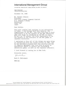 Letter from Mark H. McCormack to Weldon Johnson