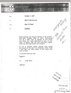 Memorandum from Marc B. Player to Mark H. McCormack