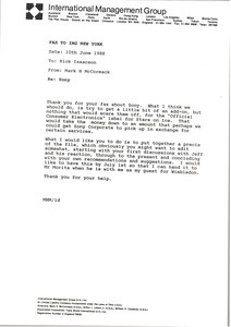 Fax from Mark H. McCormack to Rick Isaacson