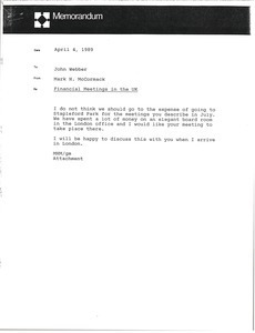 Memorandum from Mark H. McCormack to John Webber