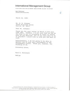 Letter from Mark H. McCormack to H. M. Schaser