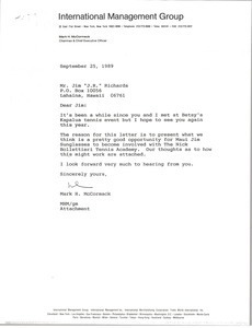 Letter from Mark H. McCormack to Jim Richards