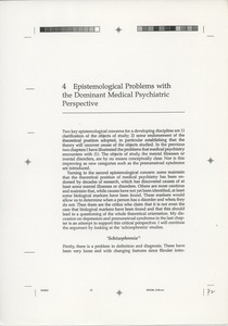 Epistemological Problems with the Dominant Medical Psychiatric Perspective
