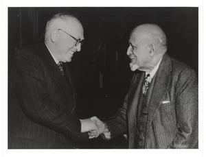 W. E. B. Du Bois shaking hands with Pietro Nenni