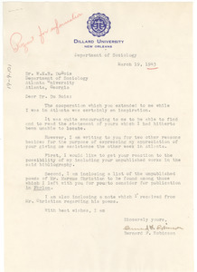 Letter from Bernard F. Robinson to W. E. B. Du Bois
