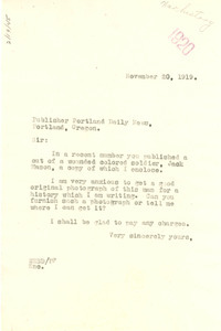 Letter from W. E. B. Du Bois to Publisher, Portland Daily News
