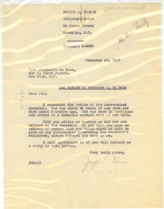 Letter from Joseph E. Keenan to W. E. B. Du Bois