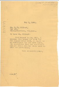 Letter from W. E. B. Du Bois to J. H. Dillard