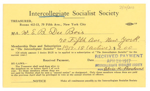 Intercollegiate Socialist Society membership card